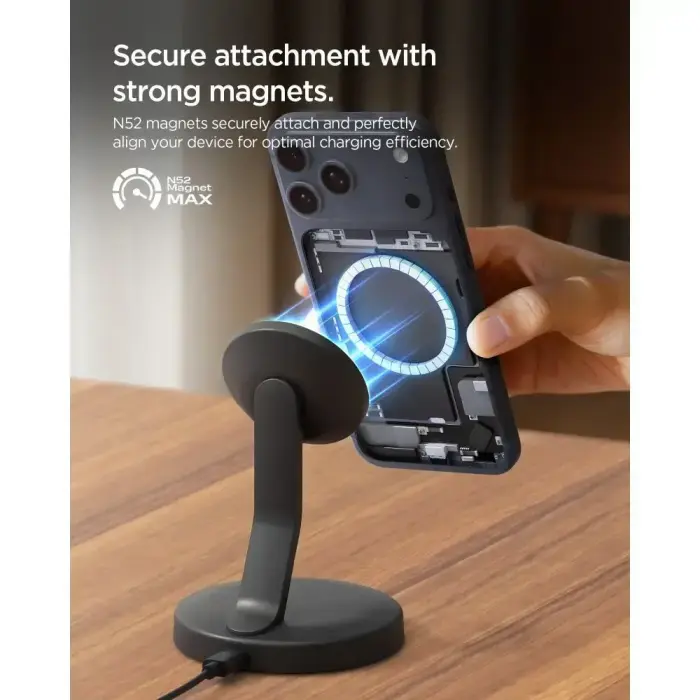 SPIGEN EF151MS ESSENTIAL MAGNETIC MAGSAFE WIRELESS CHARGER 15W BLACK Фото num