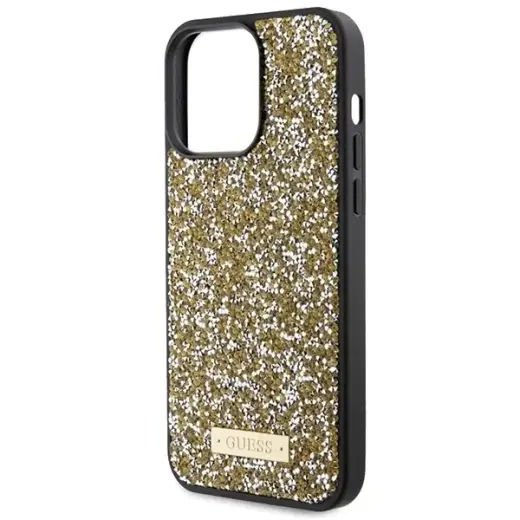 Guess Rhinestone Metal Logo case for iPhone 15 Pro - yellow Фото num