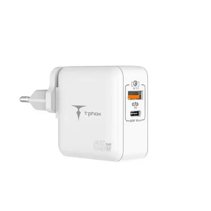 Зарядное устройство T-Phox Mega T-PP09 | 65W | PD, GaN | USB-A, USB-C | белое