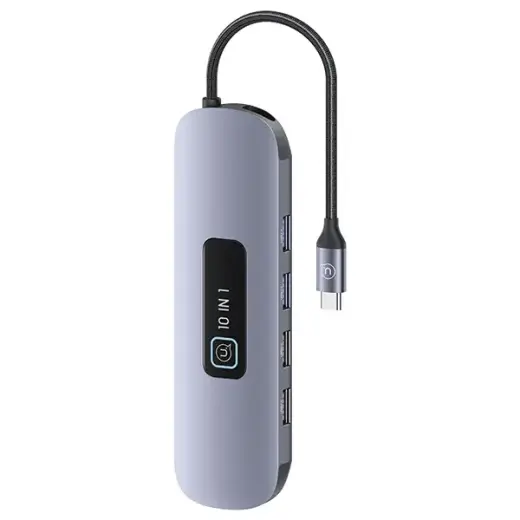 USAMS Adapter HUB 10w1 3xUSB 3.0|TF|SD| USB-C|HDMI|RJ45|VGA PD100W szary|tarnish SJ644HUB01 (US-SJ644) Фото num