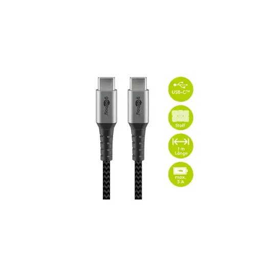 Goobay 49302 провод для передачи данных и зарядки | USB-C на USB-C | 60W | 1м | черный Фото num