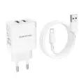 Borofone Wall charger BN15 Strong - 2xUSB - 2,1A with USB to Micro USB cable white Фото num