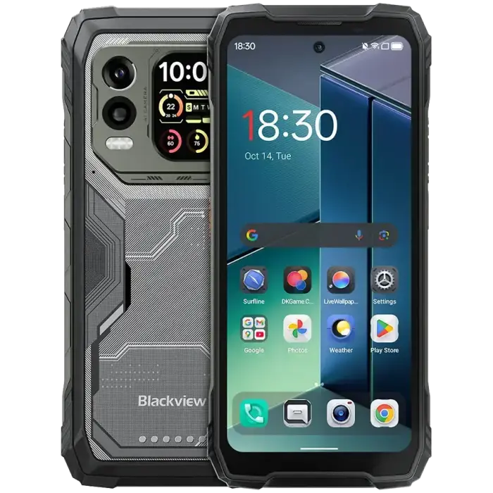 Blackview XPLORE 1 PRO Rugged Phone 5G 6.78 inch FHD 2.4k 2460x1080 120Hz + 2.01 inch 296x240 12/256Gb MT 7050 Octa-Core 2.4GHz 50MP Front 64+20MP Rear Cam Termal Imaging+Night Vision NFC 20000mAh MIL-STD-810H Android 15 Black