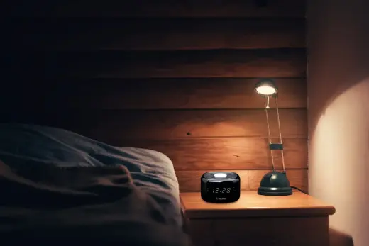 Lenco radio pulkstenis, ar nakts gaismu, balts Foto 4