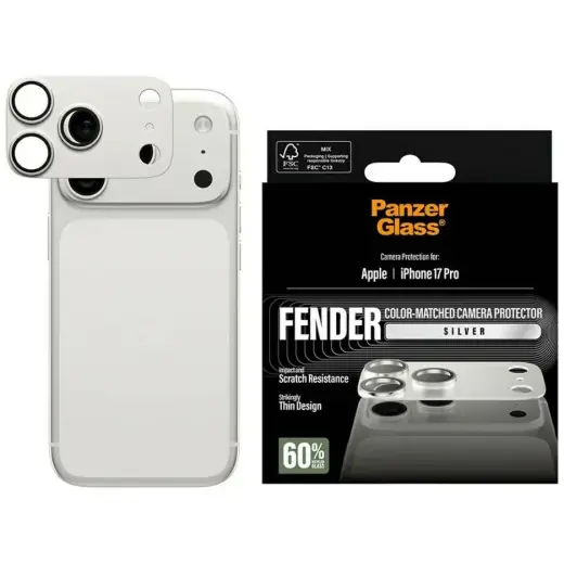 Tempered glass for lens PanzerGlass Fender Camera Protector for iPhone 17 Pro silver