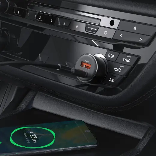 Зарядка для автомобиля Acefast B12 | 60W | PD, QC, PPS | USB-C, USB-A | черная Фото num