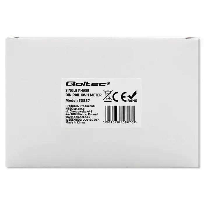 Qoltec Single-phase electronic energy meter | DIN rail | 230V | LCD | 1P | Slim Foto 11
