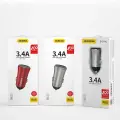 Dudao 3,4A умное автомобильное зарядное устройство 2x USB серебристый (R6S серебристый) Фото num