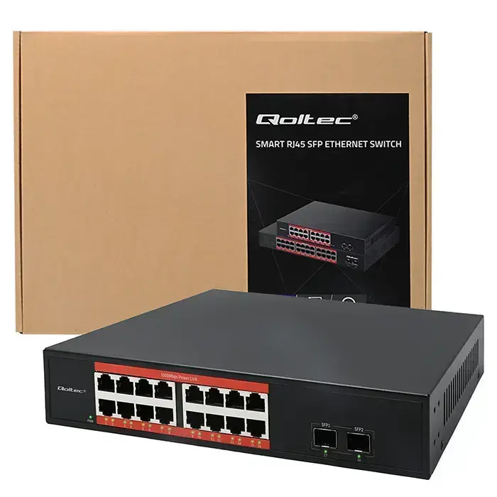 Qoltec Gigabit Ethernet SWITCH | 16x RJ45 | 2x SFP | 1000 Mb/s Foto 12