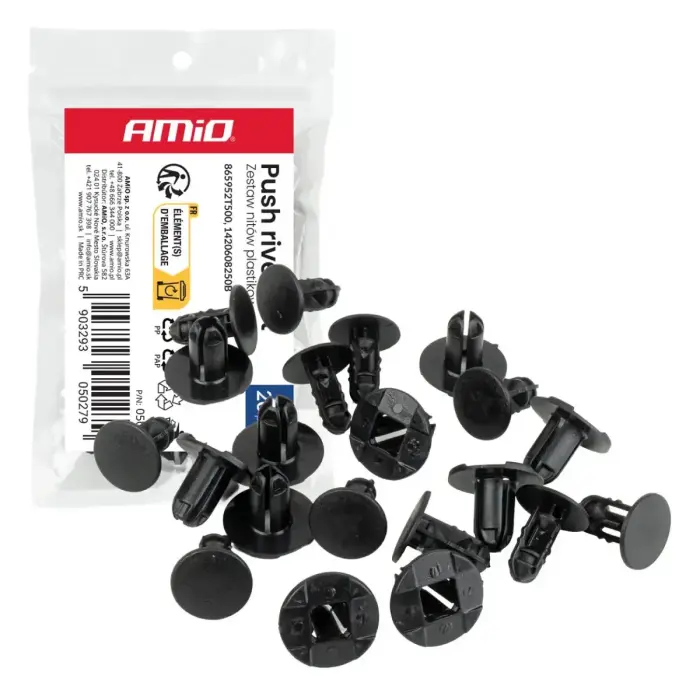 Plastic rivet set, 20 pcs. AMIO-05027