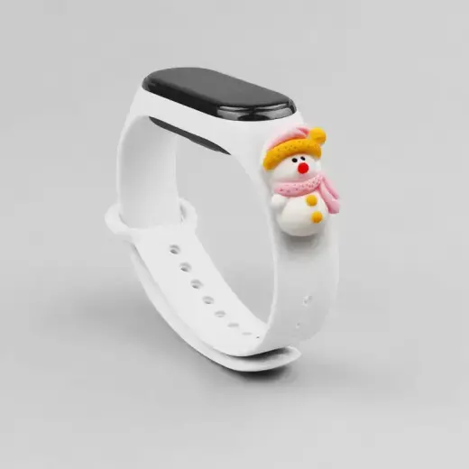 Strap Xmas for Xiaomi Mi Band 3 / 4 Christmas Silicone Strap Bracelet with Snowman - White Foto 2