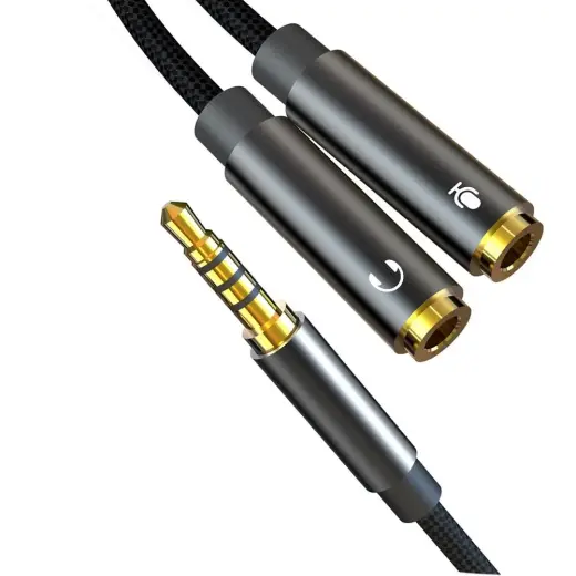 XO audio cable 2in1 NB-R197 3.5mm jack - socket 3.5mm jack | microphone 0,23 m black Foto 3