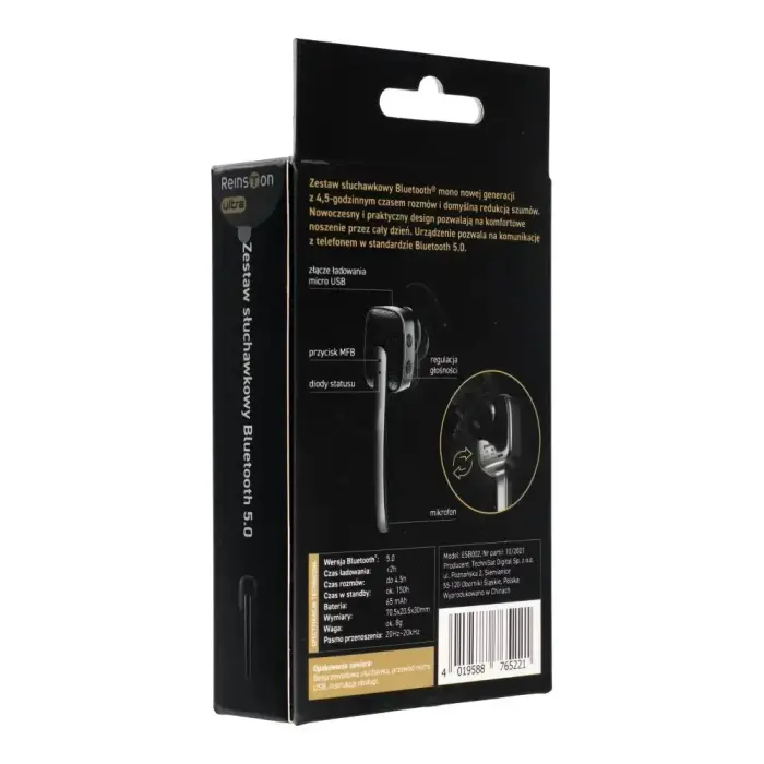 Wireless headset MONO Reinston ESB002 black Foto 3