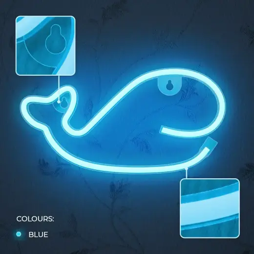 Neon LED Light WHALE blue Bat + USB FLNE19 Forever Light Foto 6
