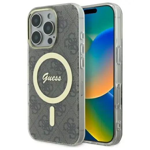 Guess GUHMP16LH4STW iPhone 16 Pro 6.3" brown hardcase IML 4G MagSafe