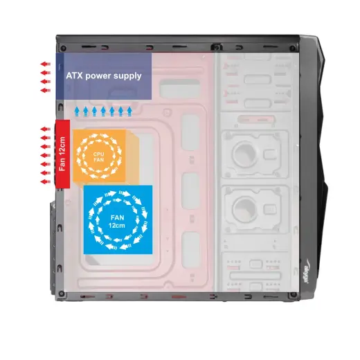 Case Midi ATX Akyga AK995BK 2x USB 2.0 black w|o PSU Foto 9