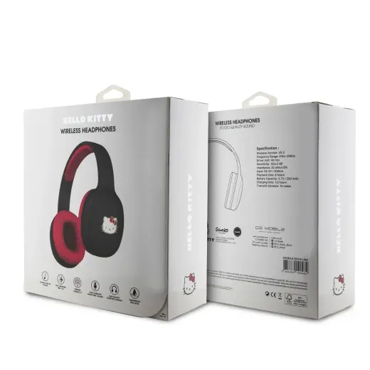 Hello Kitty Bicolor Kitty Metal Head Logo Bluetooth Stereo Headphones Black Фото num