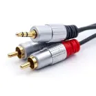 Qoltec Cable 2xRCA / Mini Jack 3.5mm male | 1m | Black Photo