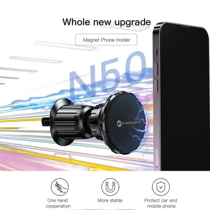 Magnetic car phone holder Forcell F-Grip MagElite air vent black Photo