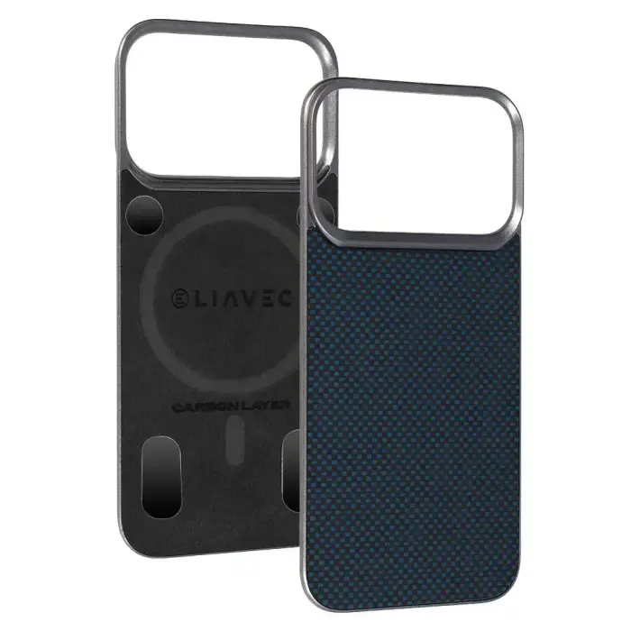 Liavec Carbon Layer phone case with MagSafe support for iPhone 17 Pro Max blue