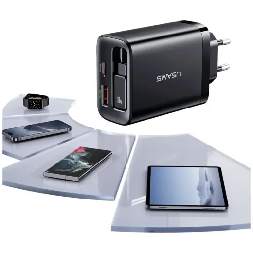 USAMS Xiang Series CC296 зарядное устройство | 30W | USB-C, USB-A | белое Фото num