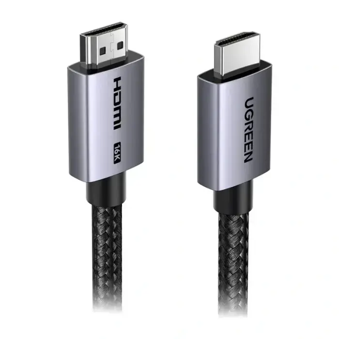 HDMI-HDMI kabelis, 2 m garš (HDMI 2.2, 16K@60Hz, 96 Gbps), melns ar neilona apvalku, HD186, UGREEN