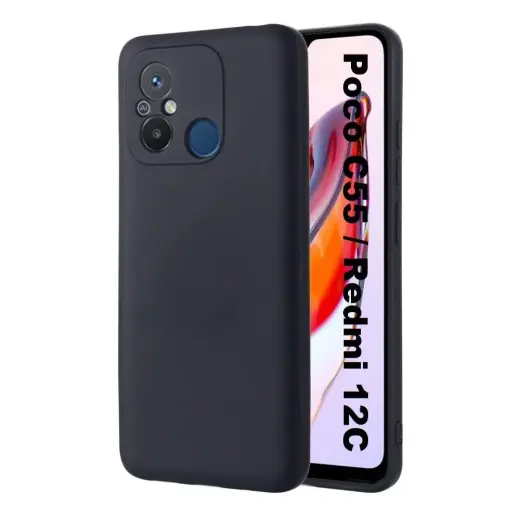 Fusion Elegance Fibre silikona aizsargapvalks Xiaomi Redmi 12c | Redmi 11a melns Foto 2