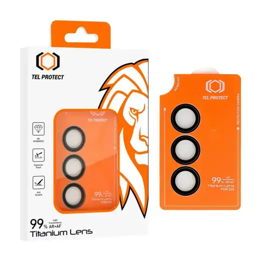 Tel Protect Titanium Lens 99% AR kameras aizsargstikls telefonam Samsung Galaxy S26+ (S947) melns (3 gab.)