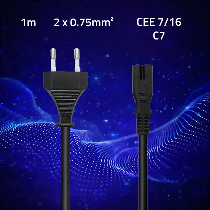Qoltec Power cable IEC C7 | CEE 7/16 | figure-8| 2x0.75mm² | Pure copper Cu | 1m Фото num