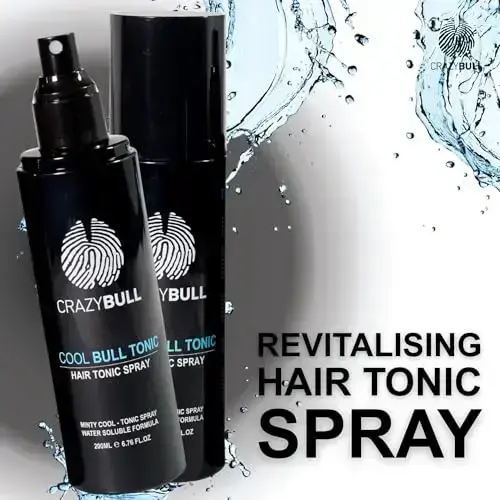 Crazy Bull Hair Tonic for Men - Cooling Hair Growth Spray with Castor Oil & Menthol - Hydrating Anti Frizz Heat Protection Spray for Oily & Dry Scalp  Foto 3