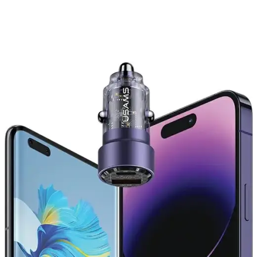 USAMS C39 CC208 automašīnas lādētājs | 60W | USB-A, USB-C | melns Foto 2