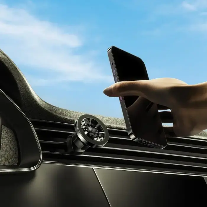 Magnetic car phone holder compatible with Magsafe Forcell F-Grip PrecisionX windshield/ dashboard / air vent black Photo