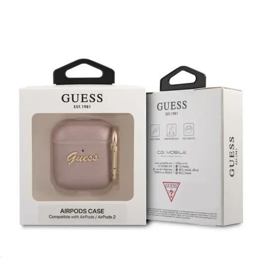 GUA2SASMP Guess Saffiano PC|PU Metal Logo Case for Airpods 1|2 Pink Foto 2