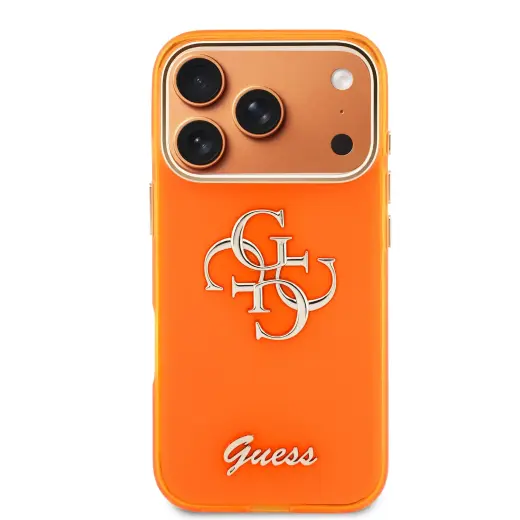 Guess IML 4G Script Metal Logo Case for iPhone 17 Pro Max Orange Foto 2