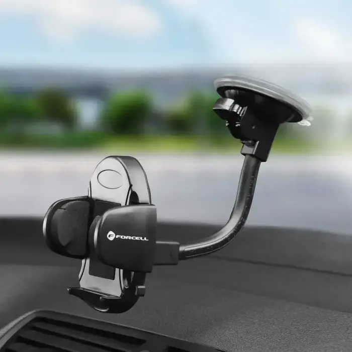 Car phone holder Forcell F-Grip Oval 17 cm windshield / dashboard / air vent black Photo