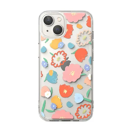 Ringke Fusion Design Armored Sleeve Cover with Gel Frame for iPhone 14 Plus transparent (Floral) (FD637E31) Photo