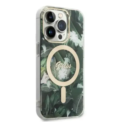 Zestaw Guess GUBPP14XHJEACSA Case+ Charger iPhone 14 Pro Max 6,7" zielony|green hard case Jungle MagSafe Фото num