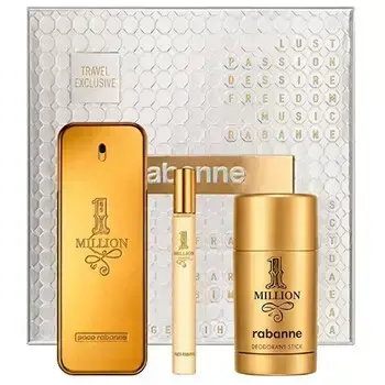 Set Paco Rabanne: 1 Million, Eau De Toilette, For Men, 100 ml + 1 Million, Eau De Toilette, For Men, 10 ml + 1 Million, Deodorant Stick, For Men, 75 ml