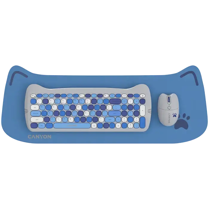 CANYON HSET-W6 EN Keyboard+Mouse Kitty Edition AAA+АА Wireless Blue