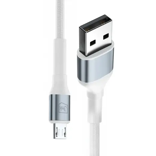 3mk Hyper Cable N-SERIES USB-A | MicroUSB 1m 5V|2.4A 12W | white Foto 2