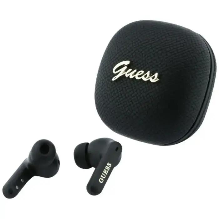 Guess Grained Square Script Matel ENC TWS Earbuds – Black