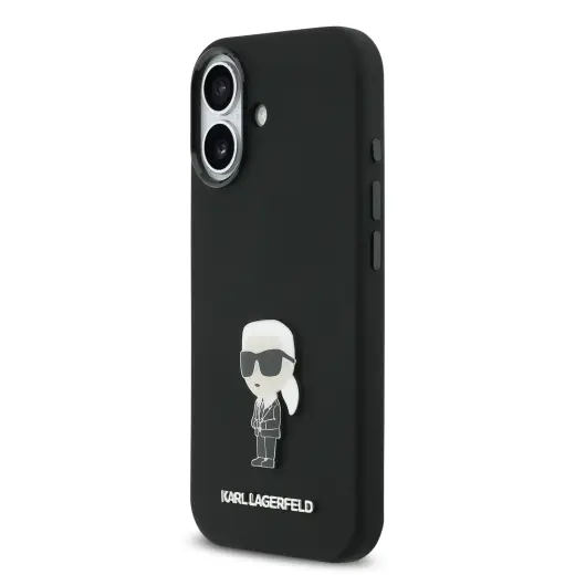 Karl Lagerfeld Liquid Silicone Metal Ikonik Case for iPhone 17 Black
