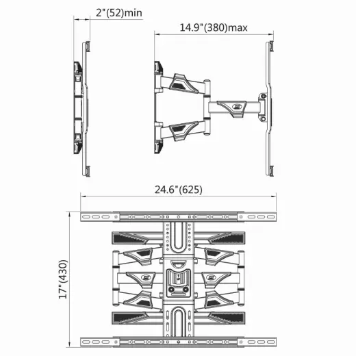 TV stiprinājums pie sienas 45-75 collas, līdz 45 kg, melns Foto 7