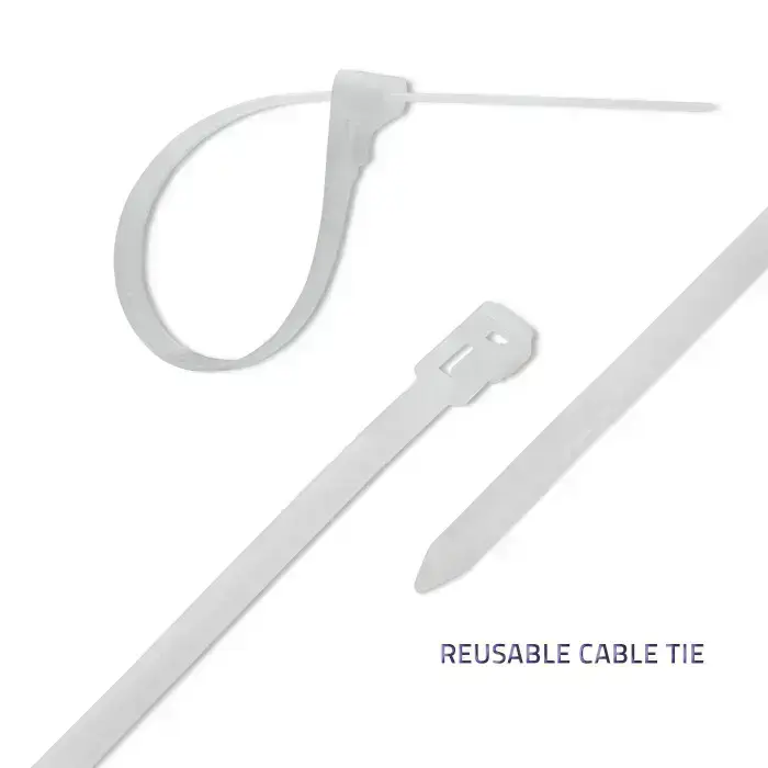 Qoltec Reusable Self-locking cable tie | 4.8*200 mm | Nylon UV | White Foto 7