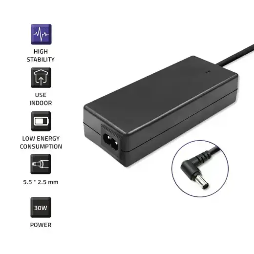 Qoltec Power adapter for laptop Toshiba 30W | 19V | 1.58A | 5.5*2.5 | +power cable Photo
