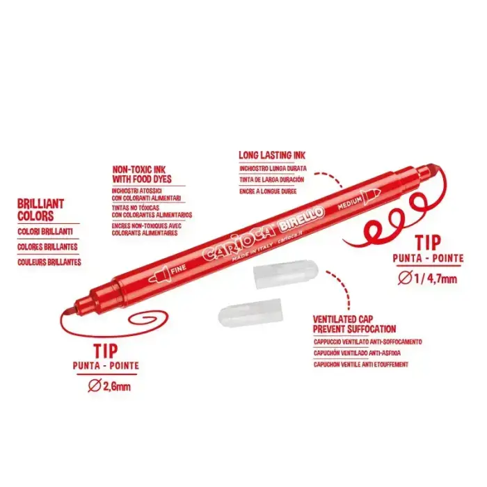 Flomasteri CARIOCA Birello divpusējie, 12gab. Foto 3