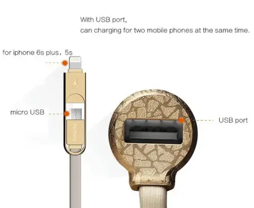 Зарядка для автомобиля REMAX Finchy RCC-103 | 17W | USB-A, Lightning, MicroUSB | с кабелем Lightning + MicroUSB в комплекте | серебристая Фото num