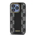 DKNY PU Leather Checkered Pattern Magsafe Case for iPhone 15 Pro Max Black — Foto 1