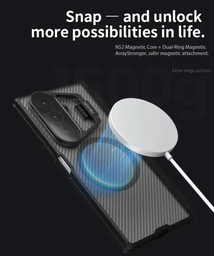 Nillkin CamShield Prop Magnetic Pen Slot Case for Samsung Galaxy Z Fold 7 Transparent Black Foto 4