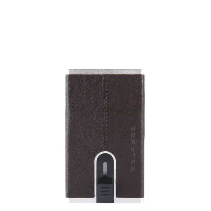 Piquadro, Black Square, Leather Card Holder, Square Sliding System, PP4825B3R-TM, Brown, For Men